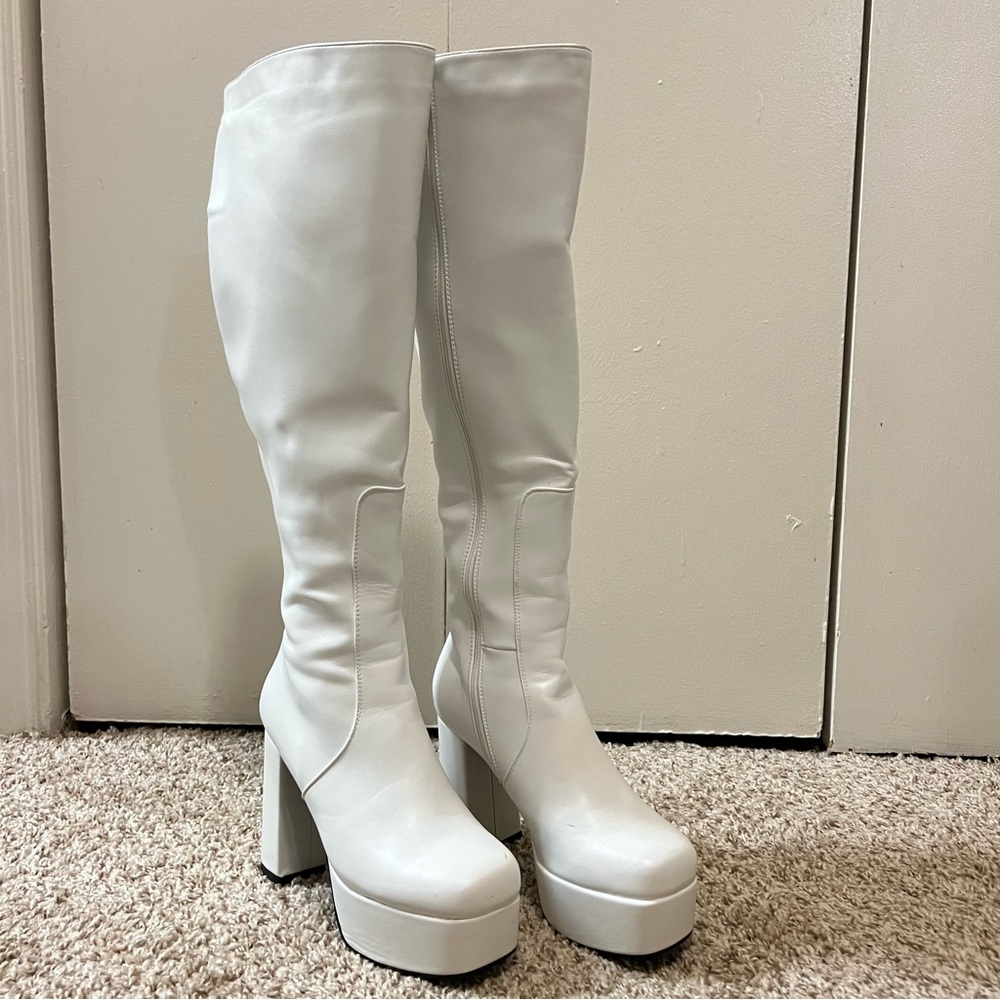 Lamoda Chunky White Platform Boots Size 9